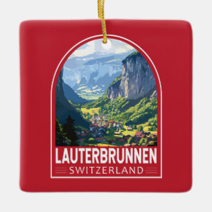 Lauterbrunnen Schweiz Reise Kunst Vintage Keramikornament