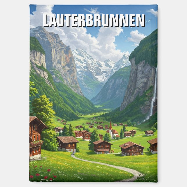 Lauterbrunnen Schweiz Reisen Magnet (Vorderseite)