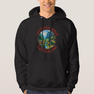 Lauterbrunnen Schweiz Retro Distressed Circle Hoodie