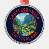 Lauterbrunnen Schweiz Retro Distressed Circle