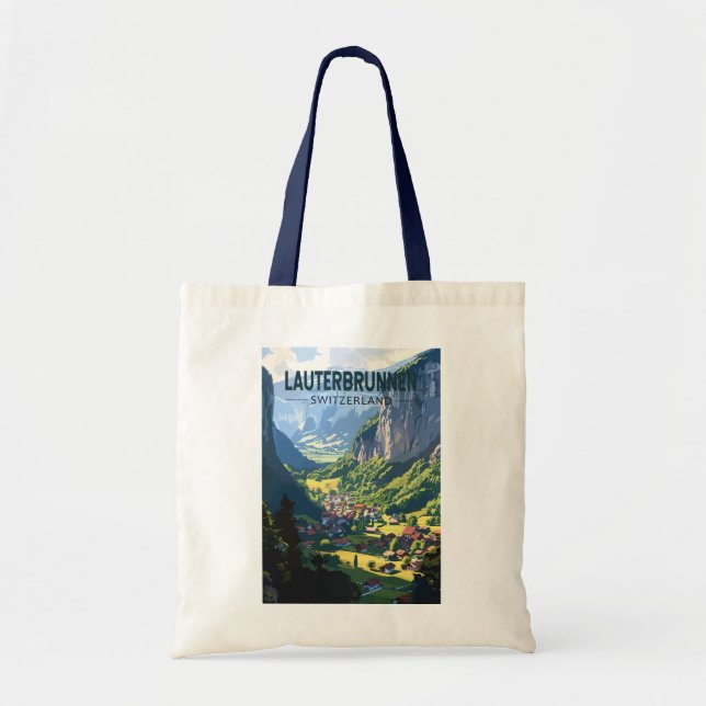 Lauterbrunnen Schweiz Tourismus Vintag Tragetasche (Vorne)