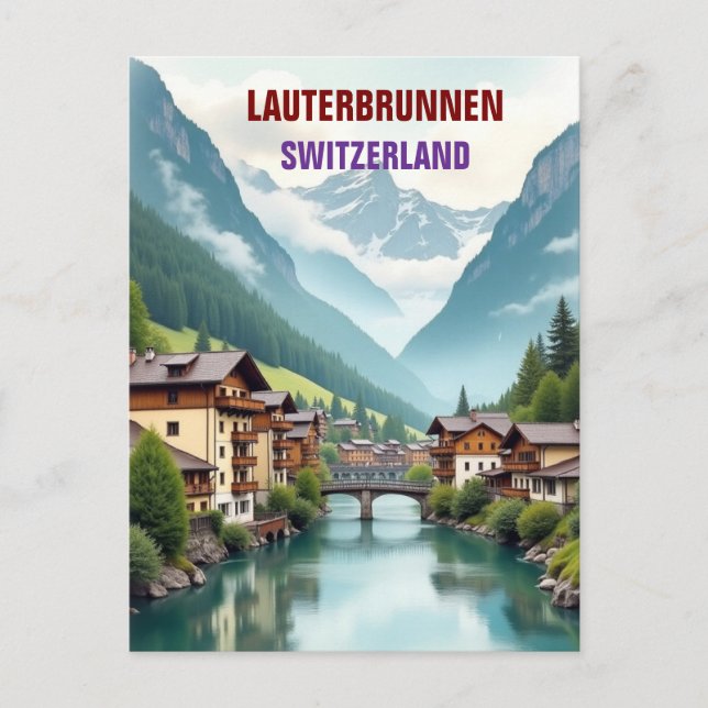 Lauterbrunnen Schweiz Vintage Postkarte (Vorderseite)