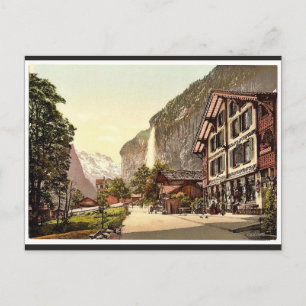 Lauterbrunnen Tal, Straßensicht mit Staubbach W Postkarte