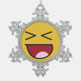 lautes emoji heraus lachen schneeflocken Zinn-Ornament