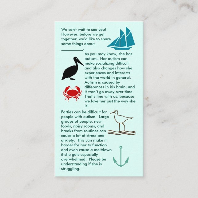 L'autisme se rassemblent Carte de visite fille (Devant)