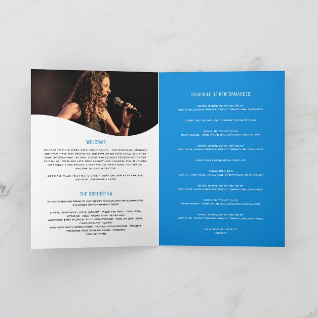 Lautmusikalische Erwägung Abend blaues Mikrofon Programm (Innenseite)