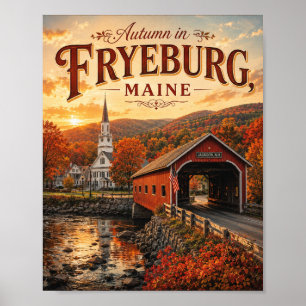 L'automne à Fryeburg Maine Affiche de voyage vinta