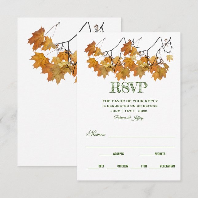 L'automne artistique quitte mariage RSVP carte (Devant / Derrière)