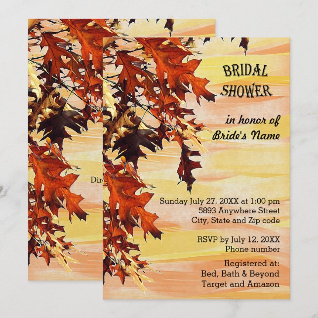 L'automne laisse Swirl Couleur nuptiale Invitation (Devant / Derrière)