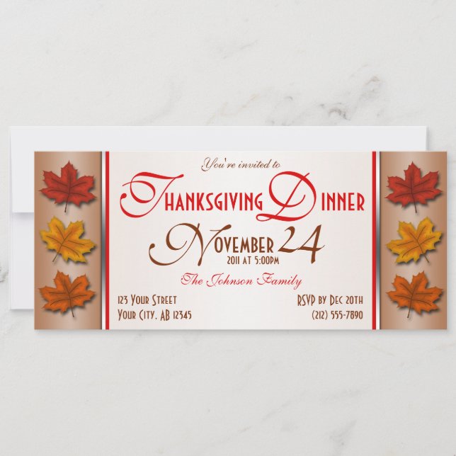 L'automne part Thanksgiving Diner Invitations (Devant)