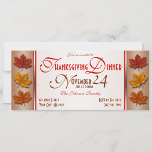 L'automne part Thanksgiving Diner Invitations