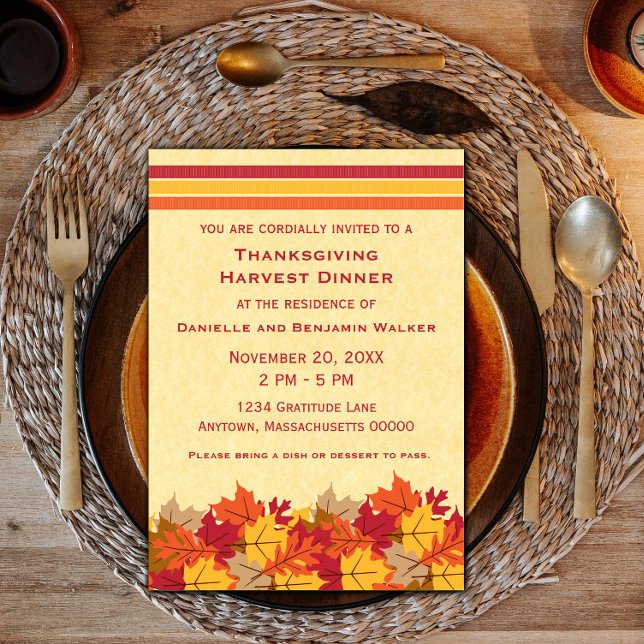 L'automne quitte Thanksgiving Invitation (Autumn Leaves Thanksgiving Invite)