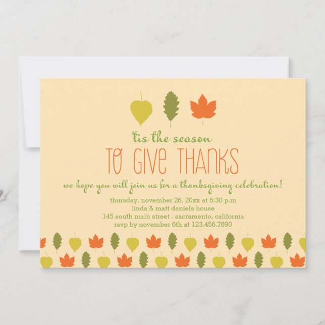 L'automne quitte Thanksgiving Party Invitations (Devant)