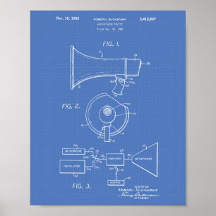 Lautsprecher 1968 Patent-Blueprint Poster