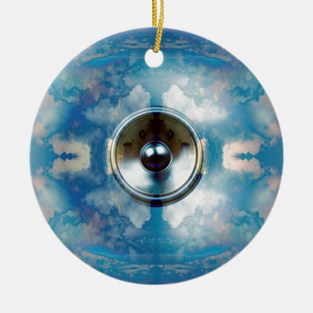 Lautsprecher der Musik und bewölkter Himmel Keramikornament (Vorne)