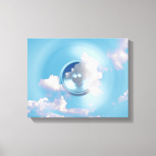 Lautsprecher in einem blauen Himmel Leinwanddruck