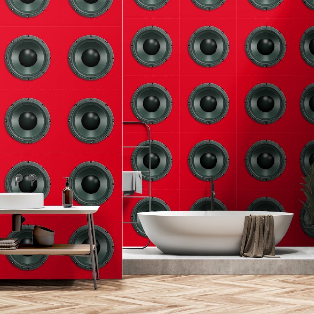 Lautsprecher mit benutzerdefinierter Farbe rot Tapete (Badezimmer)