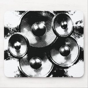 Lautsprecher mit Schwarzweiß-Musik Mousepad