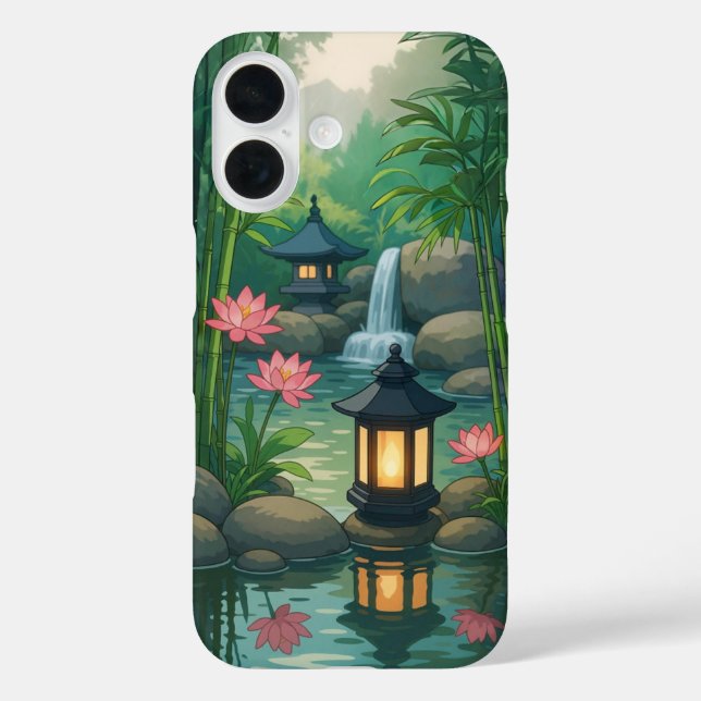 Lautsprecher und Blume-Design-Gehäuse iPhone 16 Hülle (Rückseite)