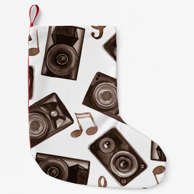 Lautsprecher von Aquarellmusik Sepia Muster Kleiner Weihnachtsstrumpf (Vorderseite)