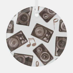 Lautsprecher von Aquarellmusik Sepia Muster Ornament Aus Glas