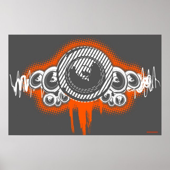 Lautsprecher Waves Music Poster DJ Disc Jockey Gra (Vorne)