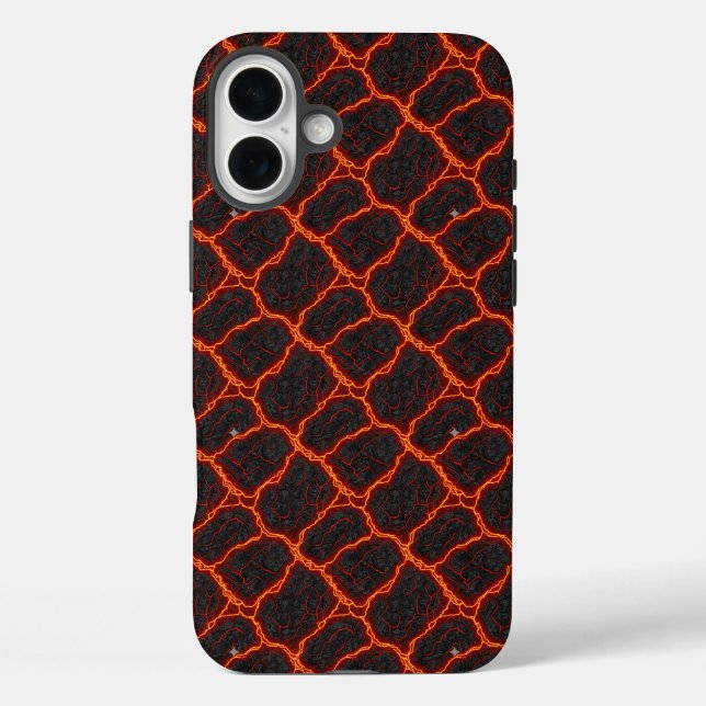 Lava Flow Seamless Pattern iPhone 16 Plus Hülle (Rückseite)