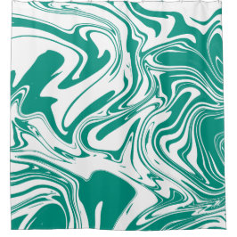 Lava Lamp für flüssige, zeitgenössische Aquamarine Duschvorhang