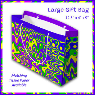 [Lava Lamp] Op-Art Wirbel & Dots Lila Blue Green Große Geschenktüte