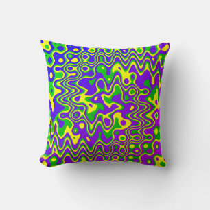 [Lava Lampe] Op-Art-Wirbel & Punkte Lila Blau Grün Kissen