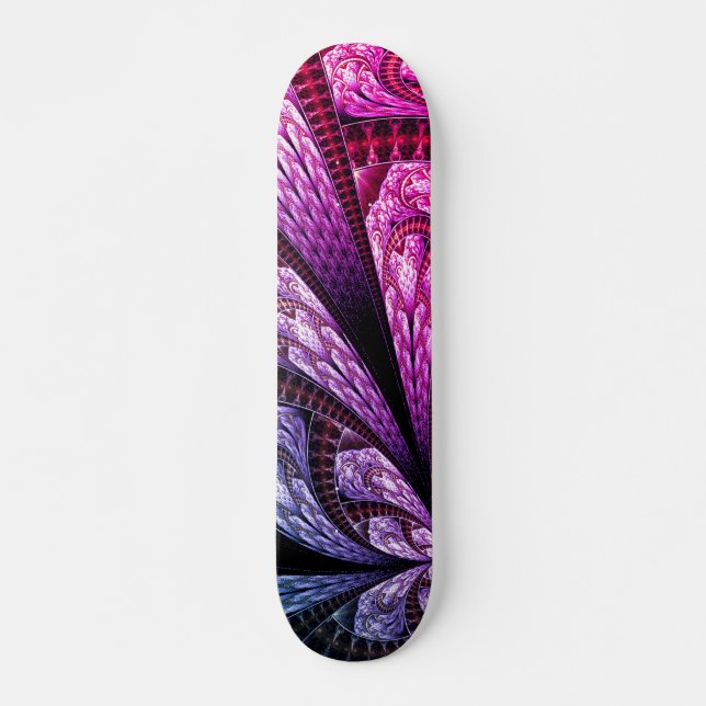 Lava Lila Fraktal Design Digitale Kunst Skateboard (Vorne)