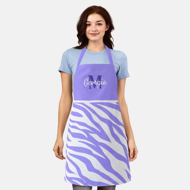 Lava monogram und White Zebra Streifen Schürze (Getragen)