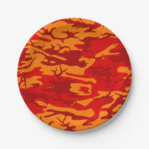 Lava Red Camouflage Pappteller