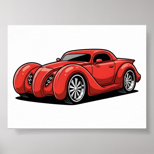 Lava Red Spiral Hotrod Toon Poster (Vorne)