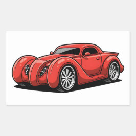 Lava-Roter Spiral-Hotrod-Toon Rechteckiger Aufkleber