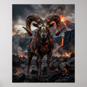 Lava-Schädel-Widder-Hochländer Poster