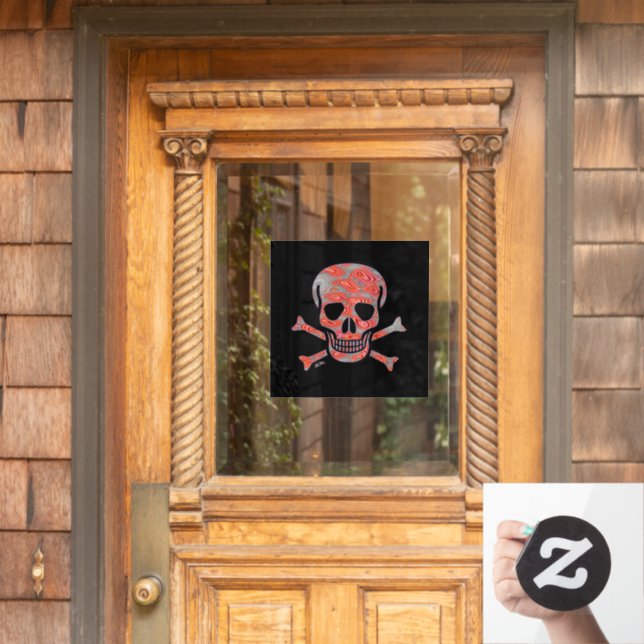 Lava Skull schwarz sq Fensterklemme Vorderstock Fensteraufkleber (Haustür)