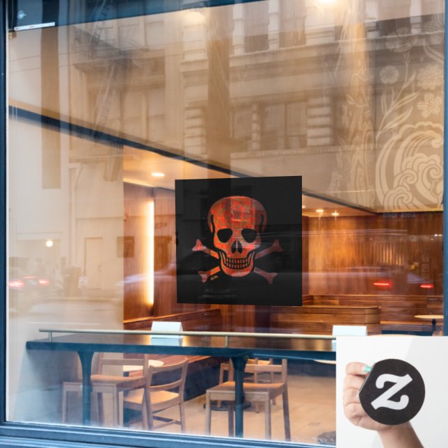 Lava Skull schwarz sq lg Fensterklemme Vorderstock Fensteraufkleber (Café-Fenster)