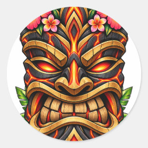 Lava-Stein-Tiki-Aufkleber Runder Aufkleber