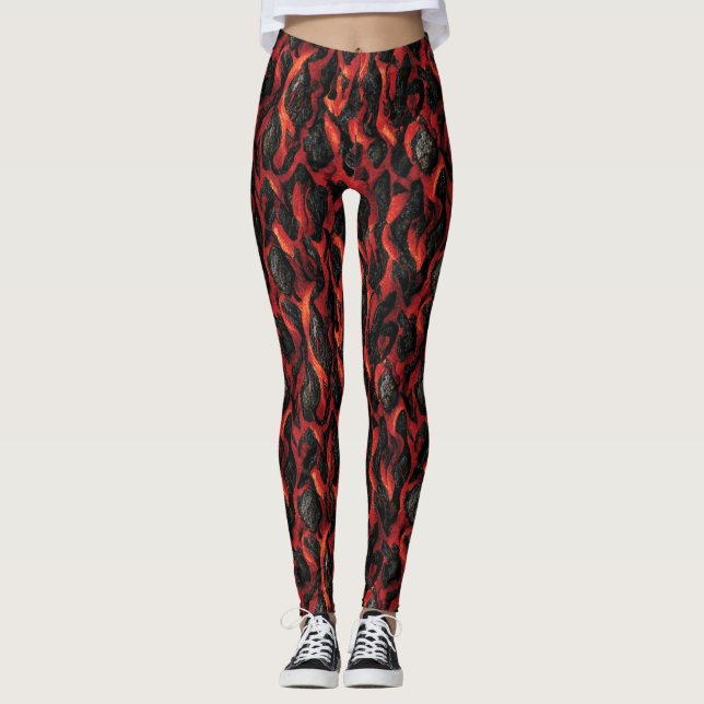 Lava und Vulkangesteine | Vulkanmagma-Muster Leggings (Vorderseite)
