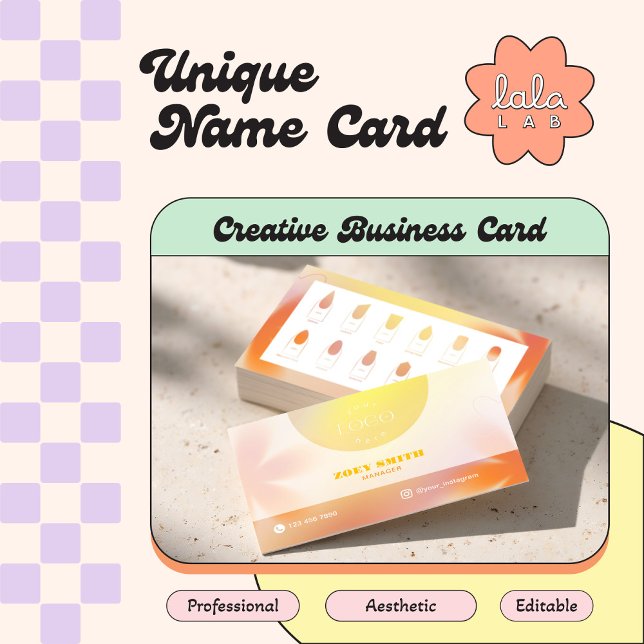 Lava Yellow Gradient Card for Nail Techs & Salons Visitenkarte (Von Creator hochgeladen)