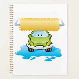 Lavage de voiture de dessin animé vert heureux pet