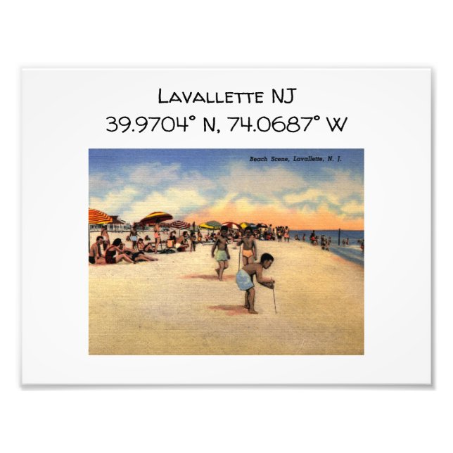 Lavallette NJ Map Koordiniert Vintagen Stil Fotodruck (Vorne)