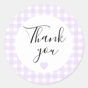 Lavanдель-Gingham-Dankeschön-Sticker Runder Aufkleber