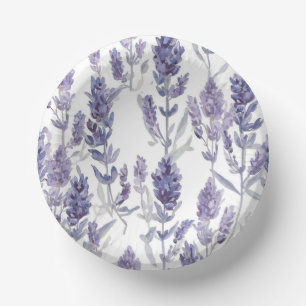 Lavanafelder Lila Aquarell-Blumenmuster Pappteller