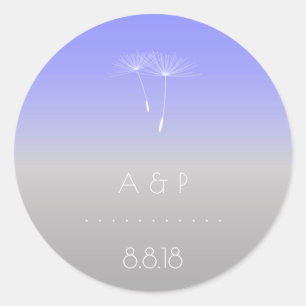 Lavanda Lila Gray Pastel Ombre Dandelion Runder Aufkleber