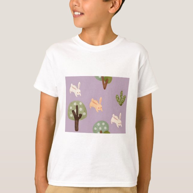 lavandar bunny cute pattern spring T-Shirt (Vorderseite)
