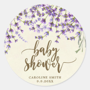 lavande baby shower floral favorise autocollant