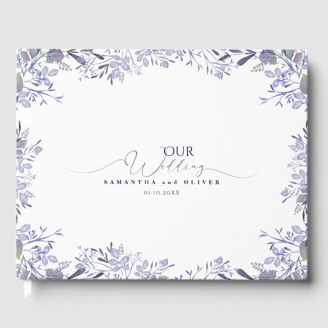 Lavande Botanique Aquarelle Mariage Livre d'or (Recto)