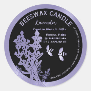 Lavande cire d'abeille Étiquette avec fleurs & abe